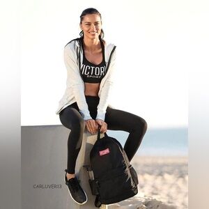 Victoria's Secret Sport Backpack in Black with Red Logo NWT